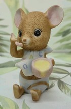 Lefton Cute Mouse Porcelain Figure 1986 - 3 inches With Cup Of Cheese Soup - $12.99