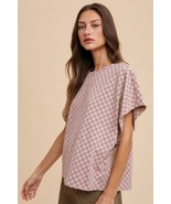 Annie Wear Checkered Round Neck Short Sleeve T-Shirt - €33,33 EUR