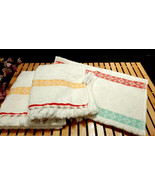 3 Pack PIONEER WOMAN CORAL STRIPE SCULPTED HAND TOWEL ~ NEW - $24.19