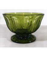 Vintage Anchor Hocking FAIRFIELD Avocado GREEN FOOTED CANDY DISH No Lid MCM - $19.94