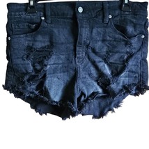 Black Raw Hem Denim Short Shorts Size 12 - £19.39 GBP