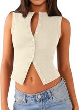 Womens Going Out Tops Summer Spring Ribbed Tank Sexy Crop Cute Y2K Butto... - $37.78