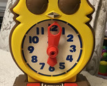 TOMY Tic Tock ANSWER CLOCK Owl -  Yellow &amp; Brown, Vintage 1975, WORKS!!! - $17.82