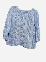 Talbots Womens MP Peasant Top Embroidered Floral Side Zip Blue Balloon S... - £17.14 GBP