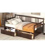 Twin Size Daybed Wood Bed with Two Drawers,Espresso - £254.09 GBP