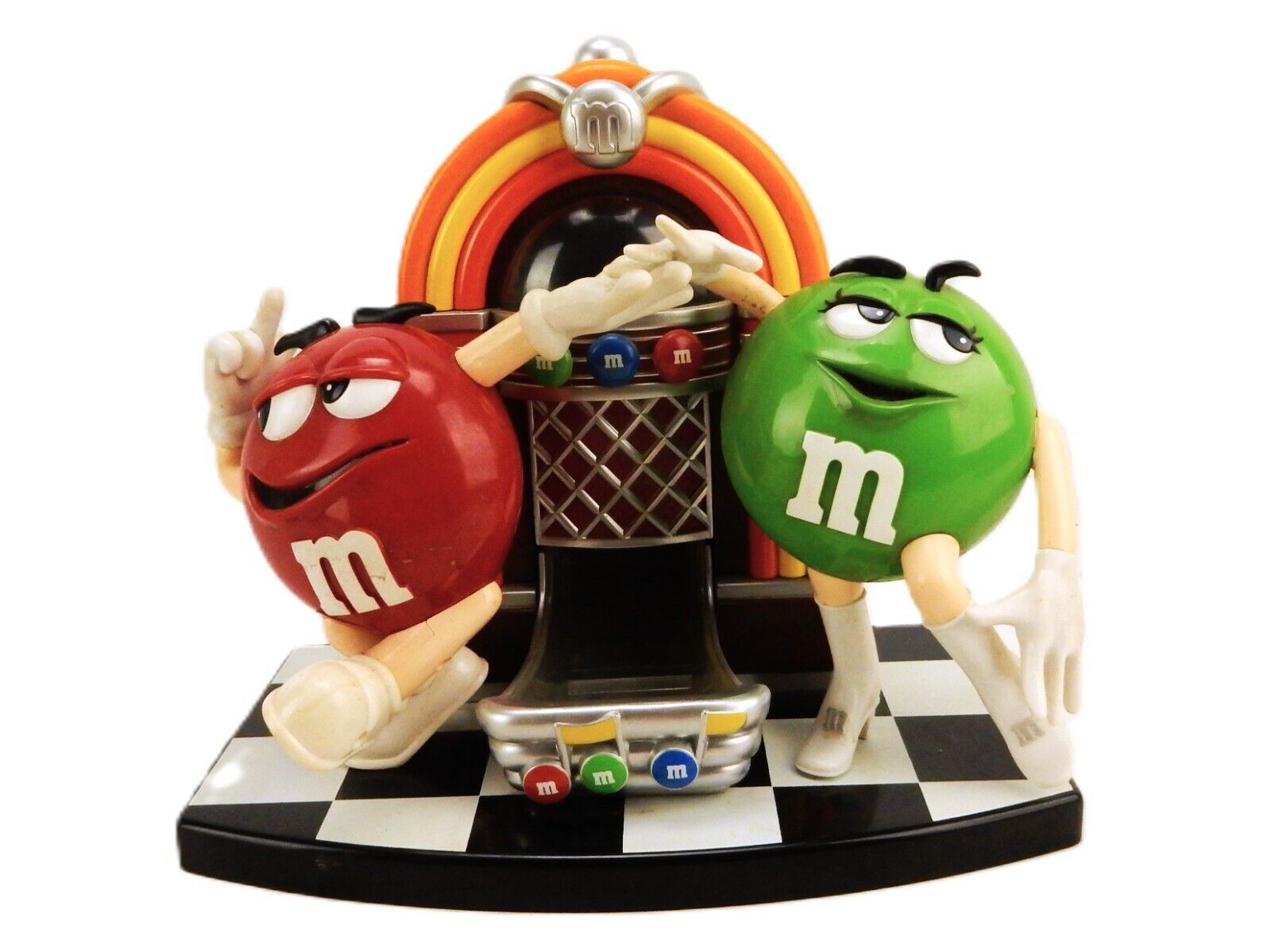 &quot;Rock &amp; Roll Cafe&quot;, Dancing M&amp;M&#39;s Candy Dispenser, Vintage Jukebox, Works! - $24.45