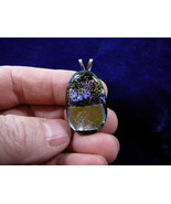 (#DL-847) DICHROIC Fused GLASS Pendant JEWELRY SILVER BLUE GREEN - £27.08 GBP