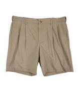 LANDS END Traditional Fit Men&#39;s 36x8.5&quot; Tan Khaki Pleated Chino Shorts P... - $28.91 CAD