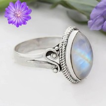 Rainbow Moonstone Gemstone 925 Silver Ring Handmade Jewelry Ring For Women - £5.86 GBP