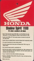 HANGING TAG 1997 HONDA SHADOW SPIRIT 1100 NOS OEM DEALER SALES HANG TAG - $19.79