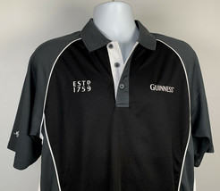 NWT Guinness Beer Polo Golf Shirt Mens Medium Embroidered Polyester Black - £35.26 GBP