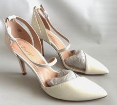 Coutgo White Clear Dress Heels Pointed Toe Ankle Strap Pumps Shoes Size 8.5 M - £11.68 GBP