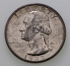 1932-S 25C Washington Quarts En Au État ,Mostly Blanc, Fort Luster - $236.10