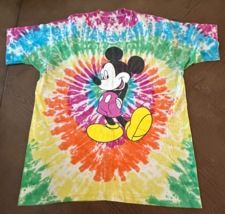 1990s Single Stitch XXL Disney Mickey Mouse Rainbow Tie Dye T Shirt Tee - $427.43 MXN