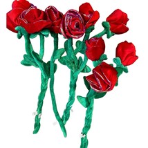 Oversized Long Stem Plush Rose Valentine&#39;s 32&quot; Iridescent Wired Red Pink - $14.85