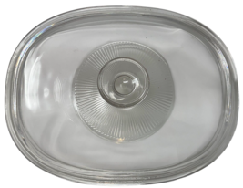 Vtg. Pyrex F12C Oval Ribbed Fluted Glass Casserole Replacement Lid 9.5" x 7.5" image 2