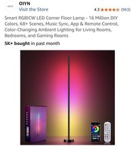 Corner Lamp, Led Floor Lamp, RGB Ambient Lighting, Smart Modern - $34.54 CAD