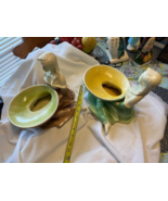 PAIR HAEGER POTTERY 3532 TOBACCO SPITTOON PLANTER MID CENTURYRed 35% - $1,834.75 MXN