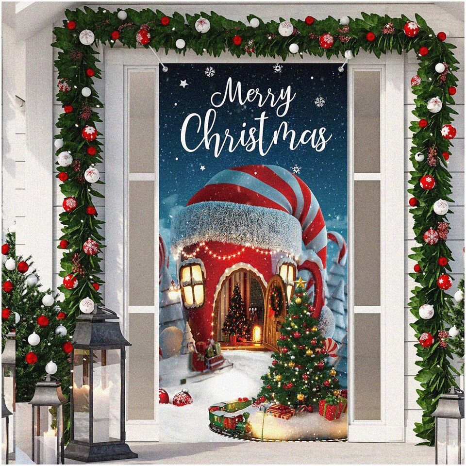 Merry Magic Door Décor - Festive Xmas Door Cover &amp; Photo Booth Props for... - $18.80