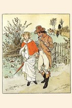 A Young Couple Promenade on a country way by Randolph Caldecott - Art Print - £17.29 GBP+