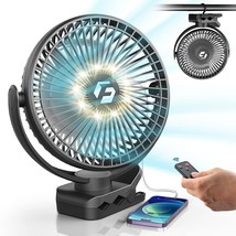 8-Inch Clip On Fan - 12000Mah Portable Fan Battery Rechargeable With 3 Speeds An - £43.95 GBP