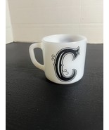 Vintage Federal Milk Glass Monogrammed Initial &quot;C&quot; Coffee Cup Mug USA D ... - $17.71 CAD