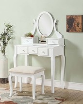 Ashley Wood Vanity Set w/ Stool - White - £156.43 GBP