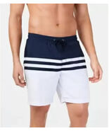 CLUB ROOM White Quick-Dry Performance Colorblocked Stripe Swim Trunks SZ... - $509.35 MXN