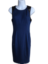David Lerner Small Stretch Body Con Dress Trimmed with Textured Lambskin... - £31.65 GBP