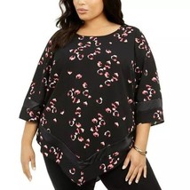 Alfani Womens Plus 2X Black Floating Geode Printed 3/4 Sleeves Blouse Top NWTF79 - £27.96 GBP