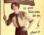 Woman With Flag Plumville PA Is Some Town Pennsylvania 1912 DB Postcard - $13.81