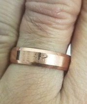 Stunning smooth engraved khanda sikh singh kaur khalsa copper colour ring challa - £5.59 GBP
