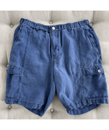 Tommy Bahama Relax Blue Linen Tencel Cargo Shorts L - $28.80