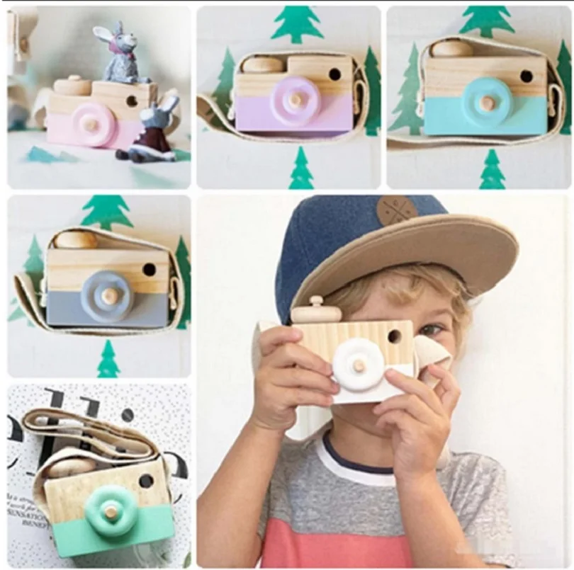 Cute Baby Wooden Toy Nordic Hanging Wooden Camera Toys Kids Toys 9.5*6*3cm Room - £8.60 GBP