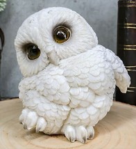Ebros Adorable Snowy Tundra White Baby Owl Wobble Tiptoeing Happy Feet Figurine - £17.53 GBP