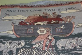 VIntage  Blanket Noah&#39;s Ark Animal Tapestry Throw 71x50 Christian 1994 H... - £21.72 GBP