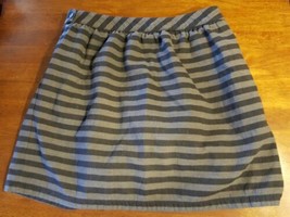 Gap Skirt Gray Striped 100% Cotton Pleated Pockets Lined Mini Sturdy Car... - £10.27 GBP