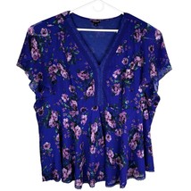 Torrid Top Shirt 4 V-Neck Floral Peplum Whimsgoth Cottagecore Fairy 4X 26 - $24.74