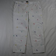 Talbots 12P White All Over Pineapple Relaxed Stretch Mid Rise Womens Chino Pants - £21.21 GBP