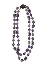 Vintage West Germany Purple Beaded Necklace Double Strand Glass 18 Inch - $21.60