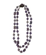 Vintage West Germany Purple Beaded Necklace Double Strand Glass 18 Inch - $21.60