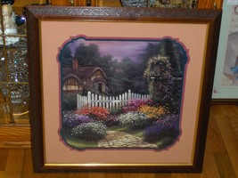 Home Interior Homco Picture Country Cottage Picket Fence Flower Garden 2... - £71.76 GBP