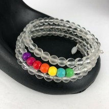 Rainbow Stack Bracelet Wrap Clear Bead Handcrafted LGBT Gay Lesbian Bracelet - £23.97 GBP