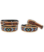 Hand Tooled Beaded Padded Leather Dog Collar  60162 - $49.49+