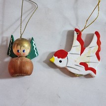 Vintage wooden ornaments Angel and Dove - £7.58 GBP