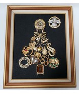 Framed Jewelry Art Christmas Tree OOAK Handmade Hearts Wreath Angel Rhin... - £69.95 GBP