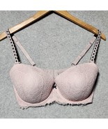 VICTORIA&#39;S SECRET Dream Angels Pink Floral Lace Fishnet Lined Demi Bra 3... - $24.18