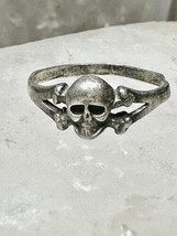 Skull ring  size 4.25 sterling silver biker women girls - £52.72 GBP