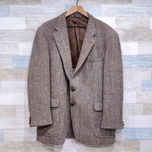 Harris Tweed Vintage Sport Coat Brown Two Button Half Lined Single Vent ... - $98.99