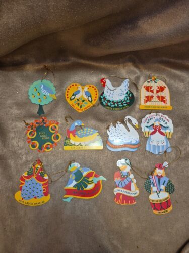 Full Set Of Vintage Avon 12 Days Of Christmas Metal Ornaments No Boxes - $18.33